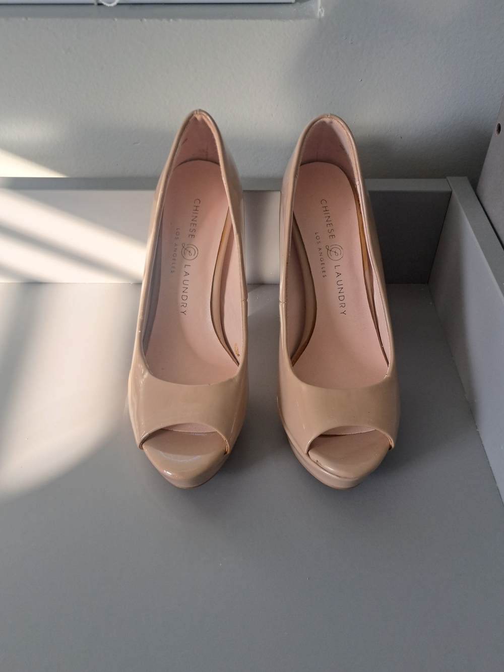Chinese Laundry Nude Patent Peep-Toe Pumps